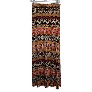 Lovecappella Womens Maxi Skirt With Bohemian Tribal Print Elastic Waist Size L 9